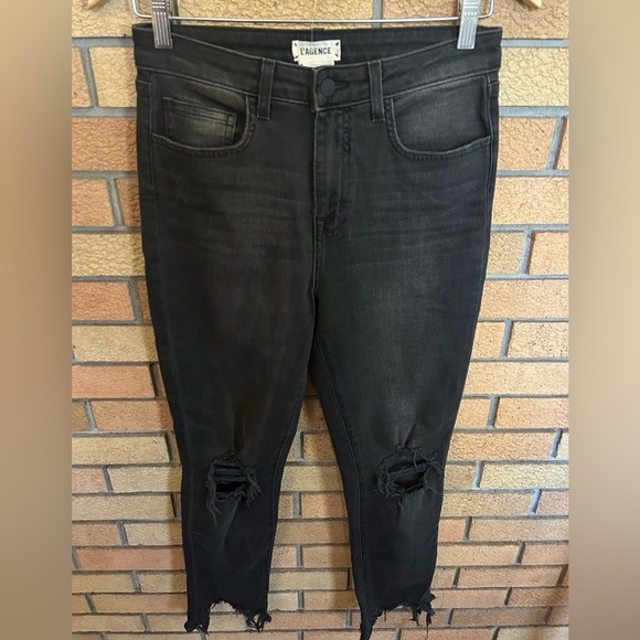 L'Agence High Line Skinny Jeans in "Night Destruction” Distressed Size 27 NWOT - Picture 3 of 8